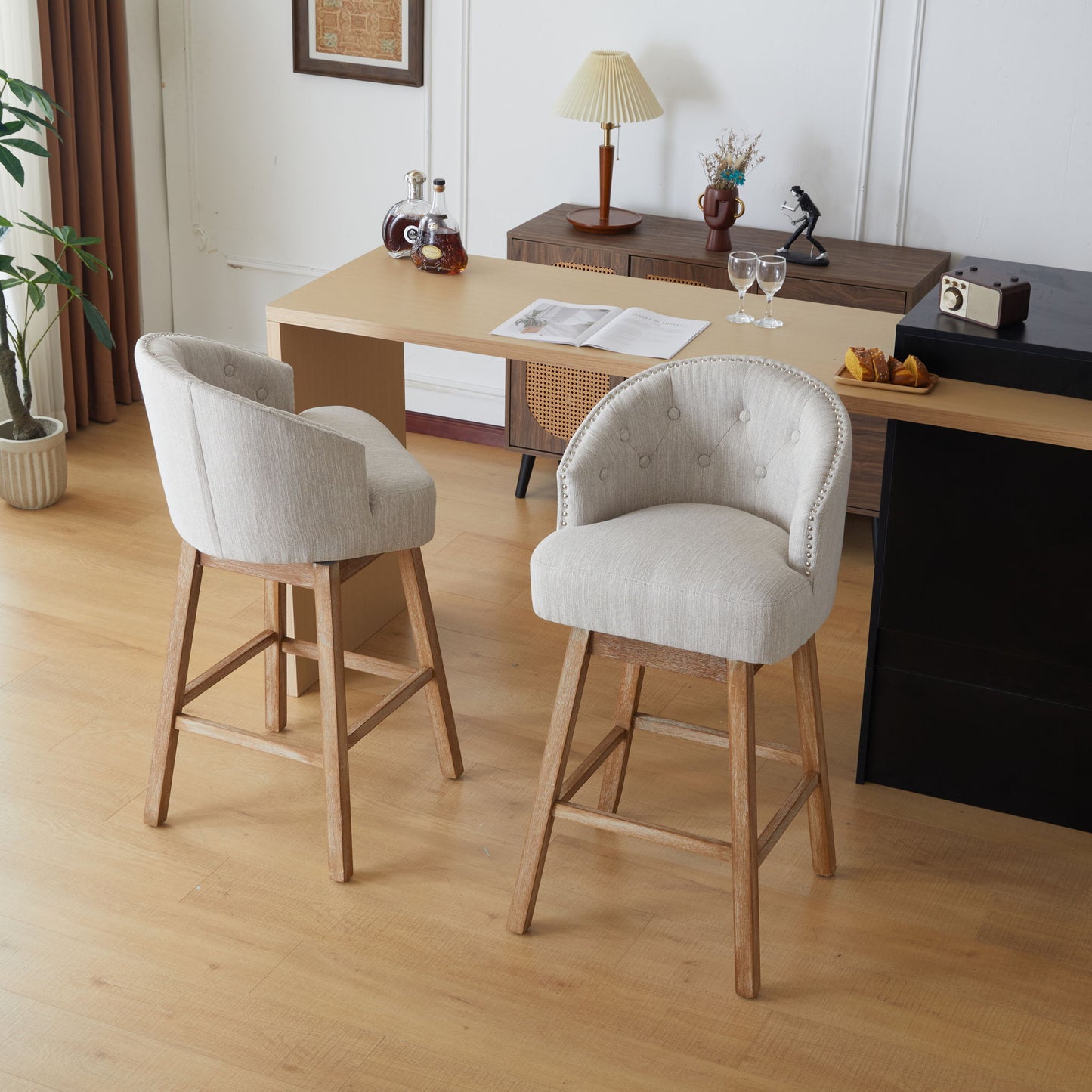 360 Degree Rotation Swivel Counter Stools (Set of 2)