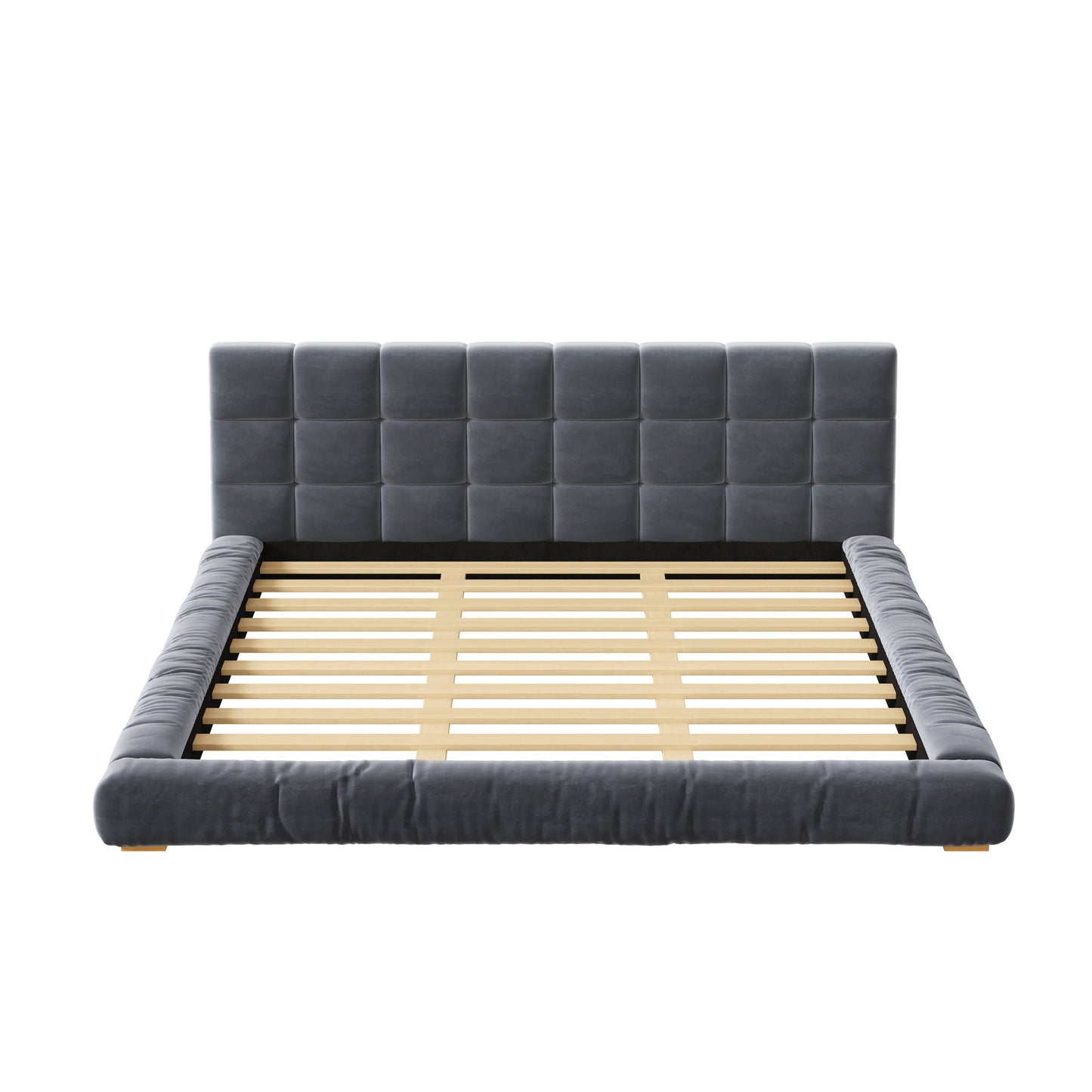 Upholstered Platform Bed Frame With Tufted Headboard