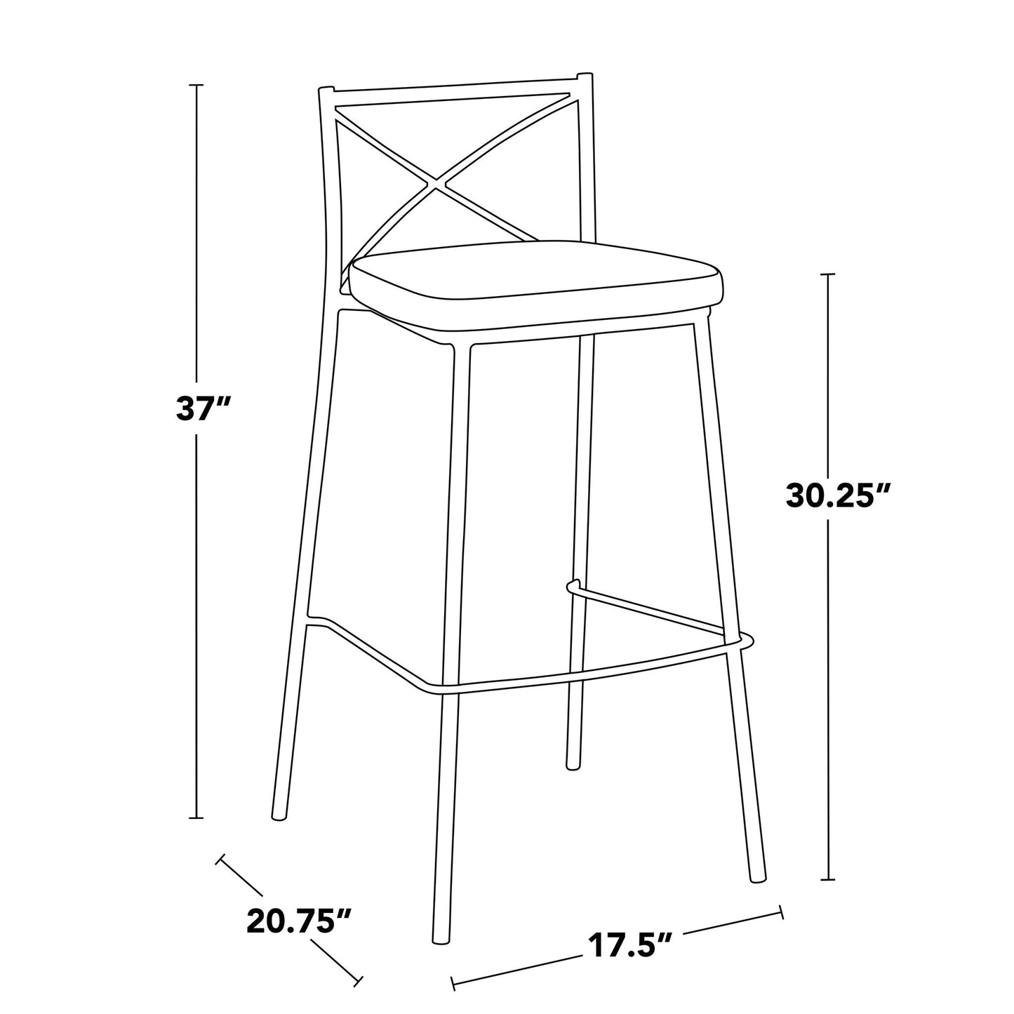 Modern Charlotte - Contemporary Fixed Height Barstool (Set of 2)