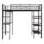 Loft Metal Bed With 3 Layers Of Shelves And Desk, Stylish Metal Frame Bed With board