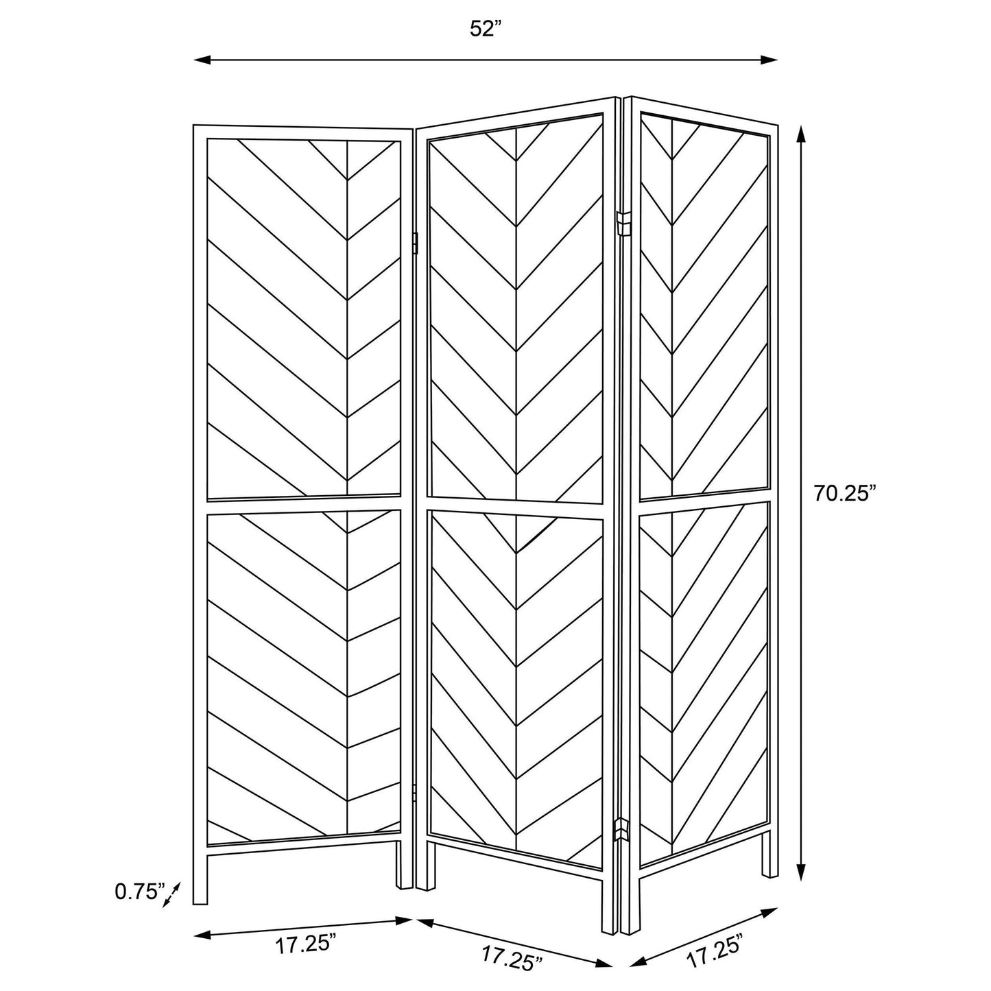 Herringbone - 3 Panel Screen - Brown