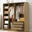 Doorless Storage Wardrobe For Dedroom With Shelves And 3 Drawers