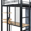 Loft Bed With Desk, Shelves, Power Outlet, LED Light And Wardrobe