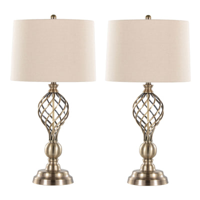 Linx - Twist Contemporary Table Lamp (Set of 2) - Antique Soft Brass / White