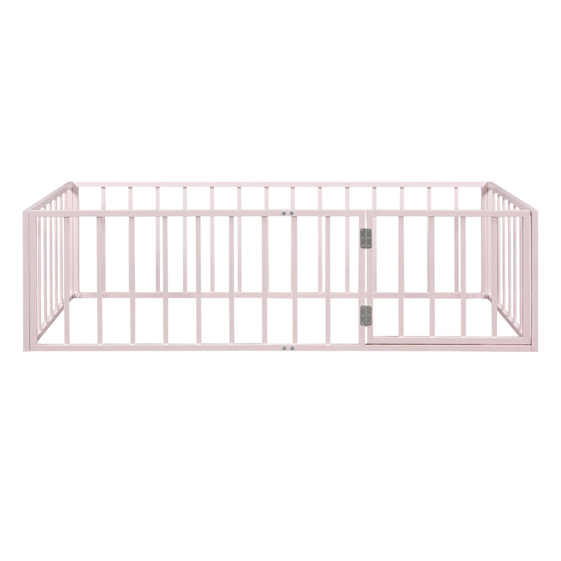 Metal Floor Bed Frame With Fence And Door
