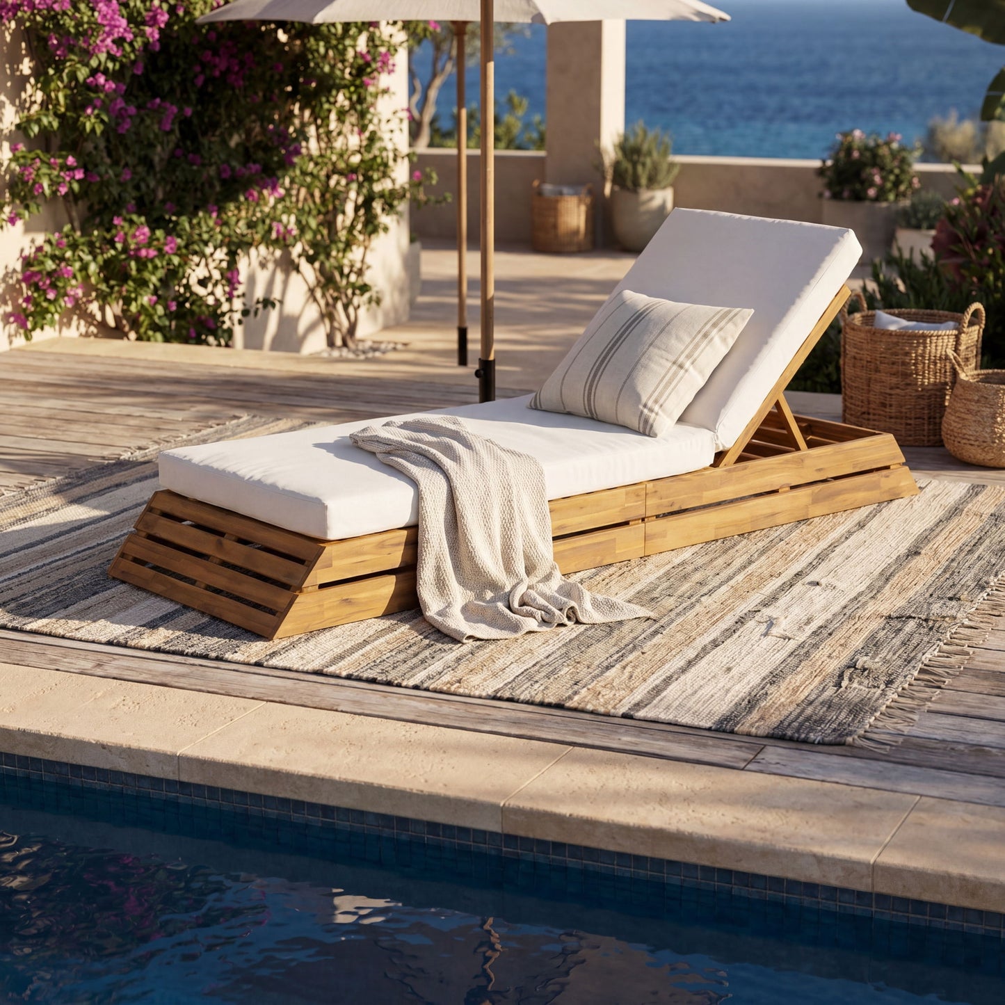 Chaise Lounge Set With 2 Fold Cushion