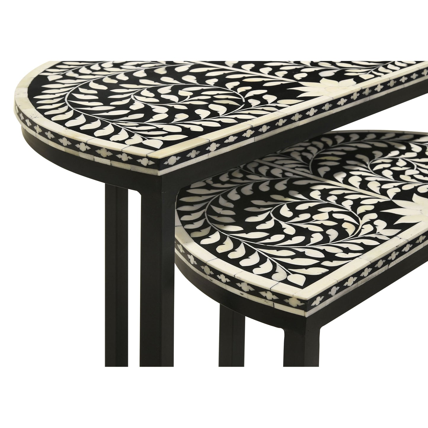 Allura - 2 Piece Demilune Nesting Table Set - Black
