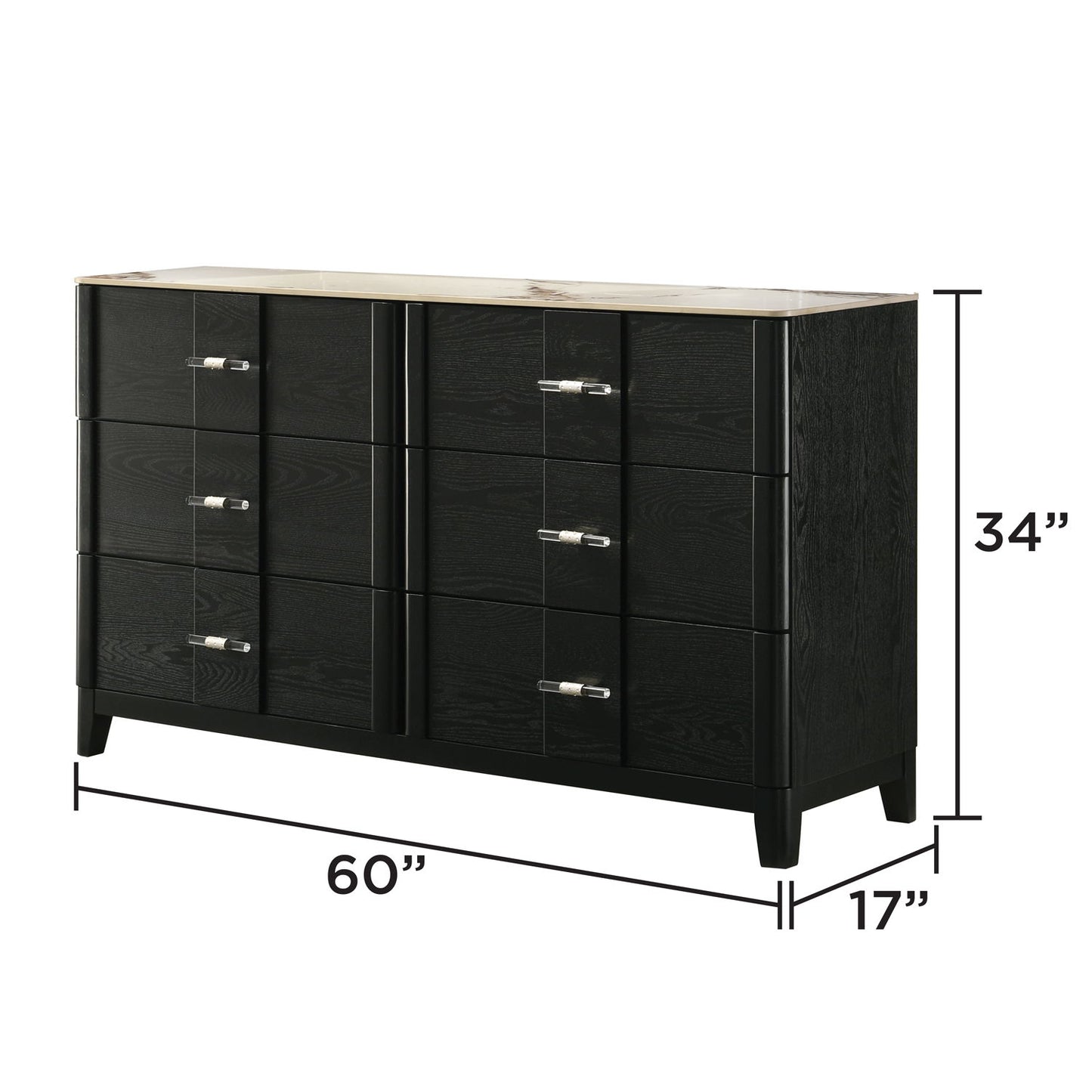 Opel - 6 Drawer Dresser - Black