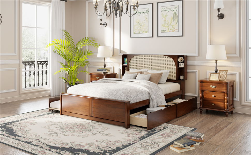 Headboard Bed With 2 Drawers And Trundle