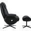 Labotina - Top Grain Leather Accent Chair With Swivel & Ottoman - Black