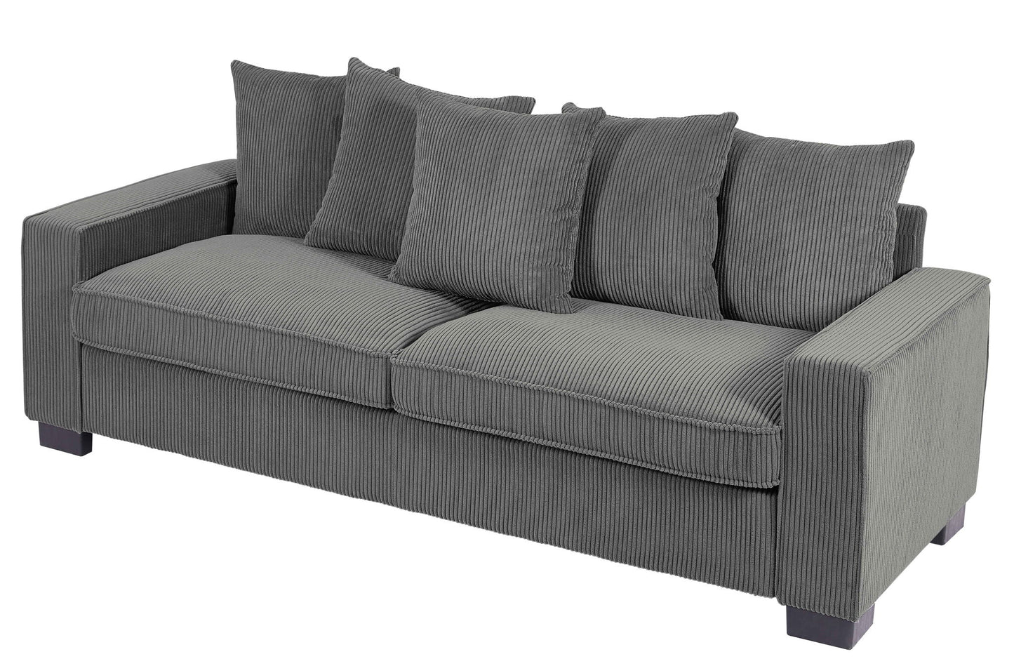 Luxe Sofa With 5 Matching Toss Pillows, Sleek Design, Spacious And Comfortable 3 Seater Couch