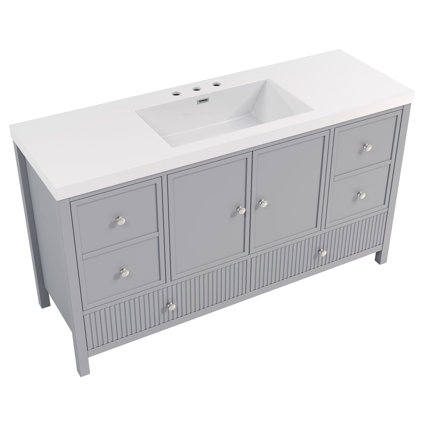 Bathroom Vanity With Separate Sink, Soft Close Doors And 4 Drawers