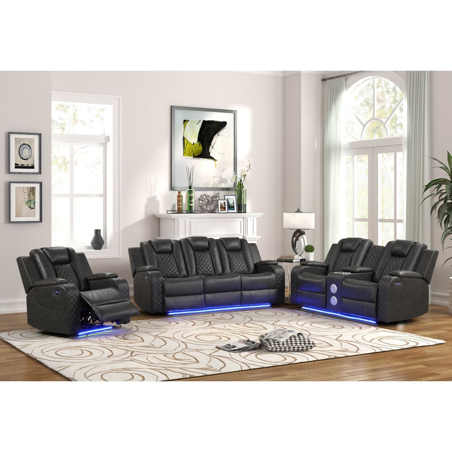 Benz - Power Recliner Set With LED Lighting And USB Charging