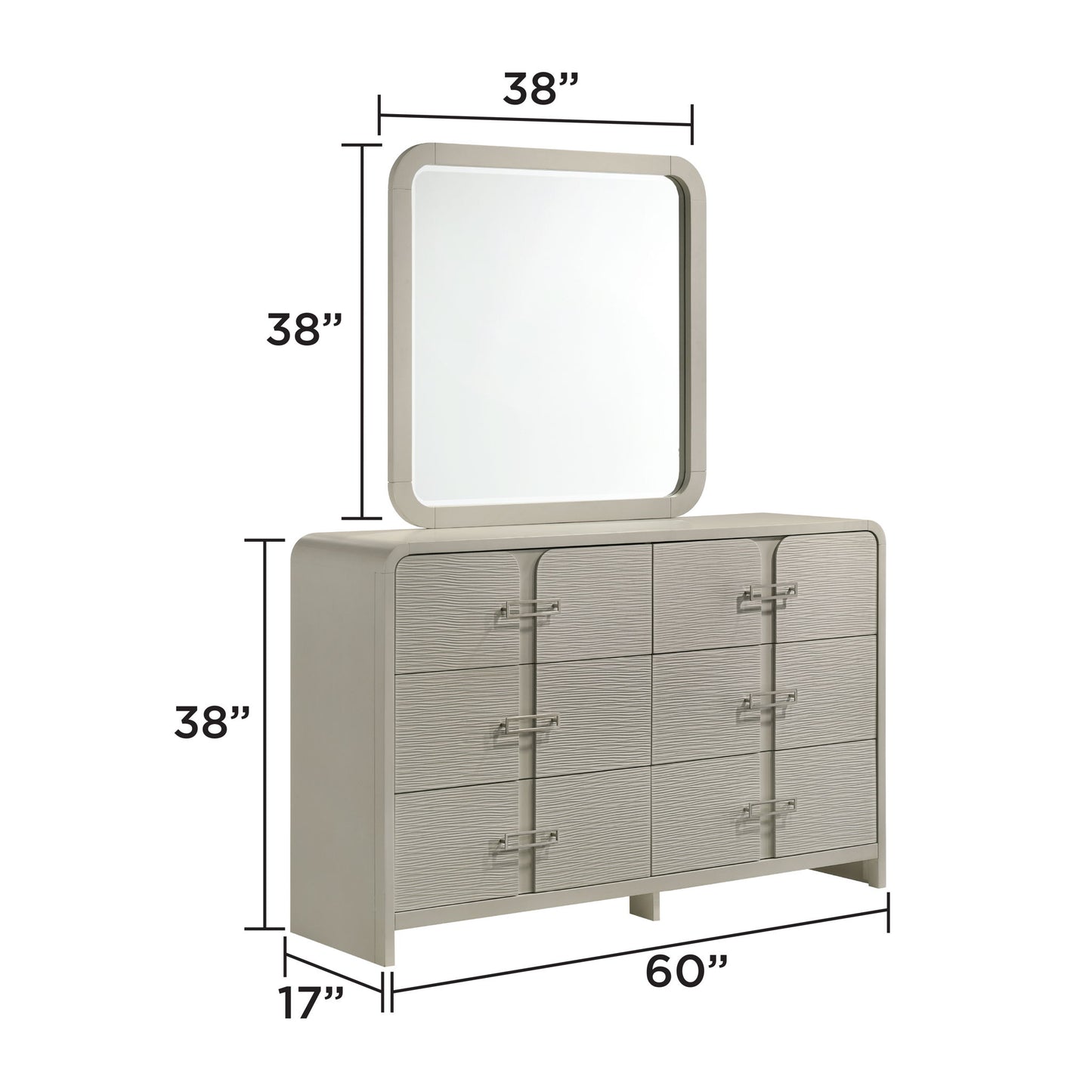 Aria - 6 Drawer Dresser - Beige