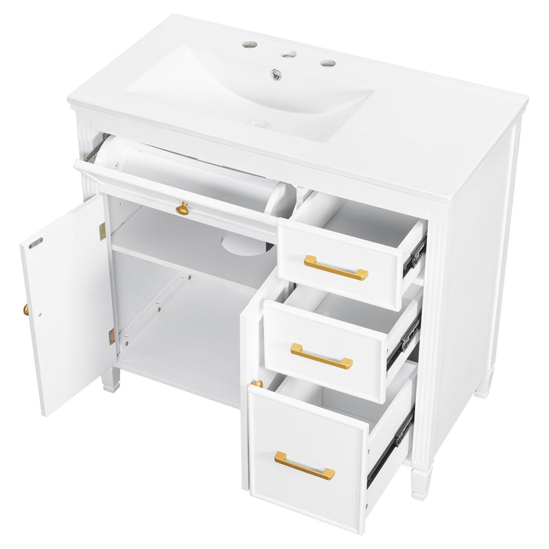 2 Piece Freestanding Bathroom Vanity Set With Sink Top, Reversible Dual Layout