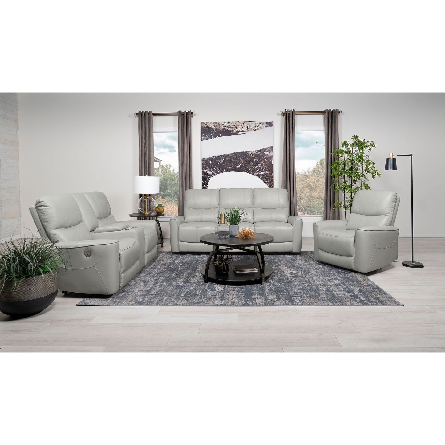 Dove Upholstered Power Recliner Chair With Smooth Power Recline And USB Charging - Gray