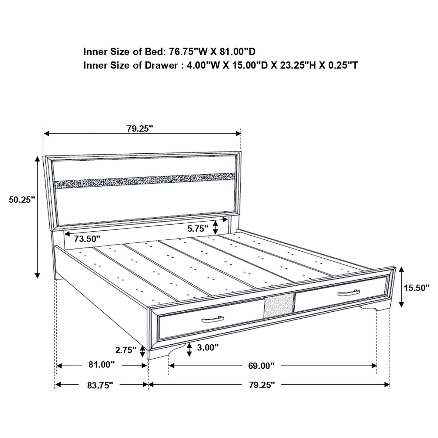 Storage Platform Bed 2 Drawer