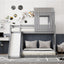 Loft Bunk Bed With Playhouse, Farmhouse, Ladder, Slide And Guardrails