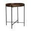 Modern Industrial Round End Table With Tray Top And Foldable Iron Legs - Natural