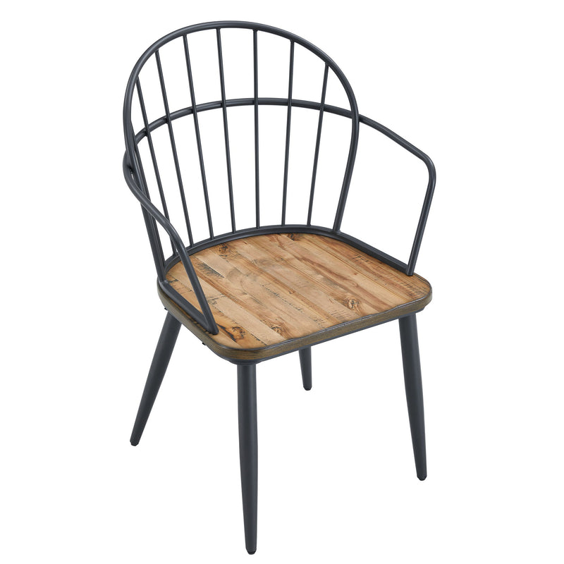 Silla de comedor industrial con patas de metal y abedul (Juego de 2) - Negro / Natural