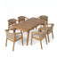 7 Piece Outdoor Dining Set With Rectangular Table And 6 Arm Chairs - Beige / Brown / Brown Mix / Light Teak