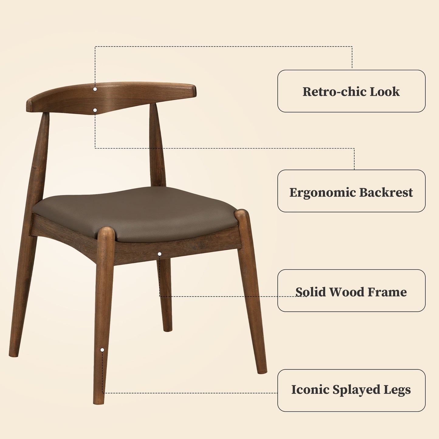 Dining Chairs With Ergonomic Backrest (Set of 2)