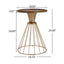 Hollow - Edge Retro Art Pine Side Table With Antique And Natural Color, Iron And Pine Construction - Antique Gold / Natural