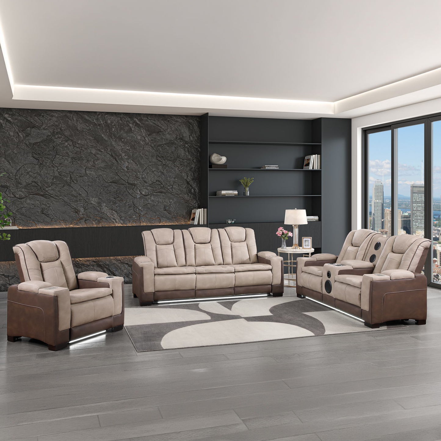 Bruno - Power Reclining Living Room Set With LED Lighting
