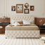 Upholstered Platform Bed With Trundle And 2 Sets Of USB Ports On Each Side, Fabric