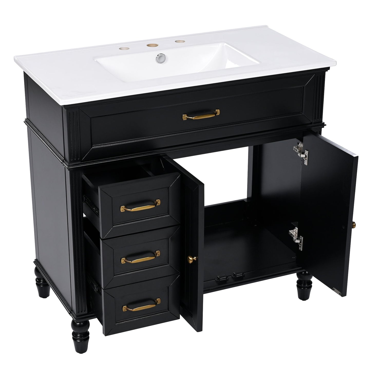Bathroom Vanity With Sink, Freestanding Cabinet & Drawers