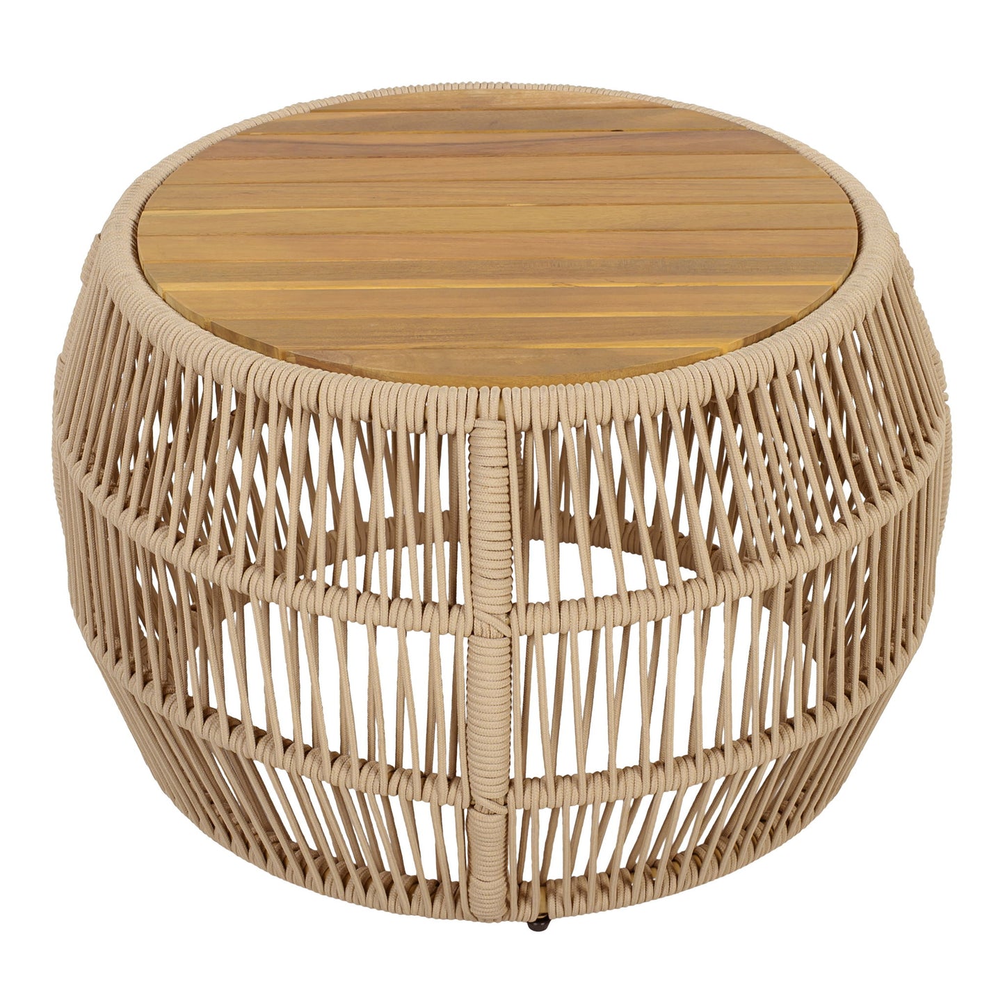 Round Side Table With Rope Frame