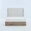 Shelton - Queen Upholstered Wingback Bed With 54" High Headboard - Ivory / Light Gray / Camel Oak