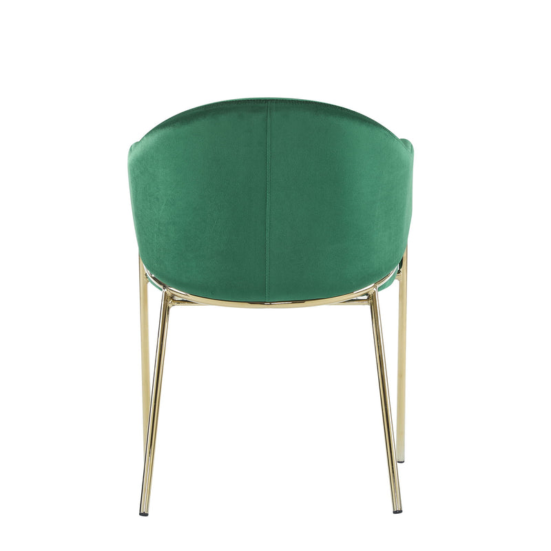 Modern Upholstered Dining Chair With Gold Metal Frame - Emerald / Gold