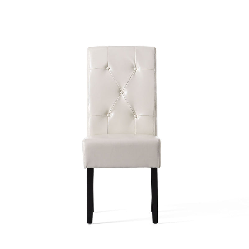 Carter - Silla de comedor 5 Tuft con respaldo capitoné y patas color espresso - Marfil