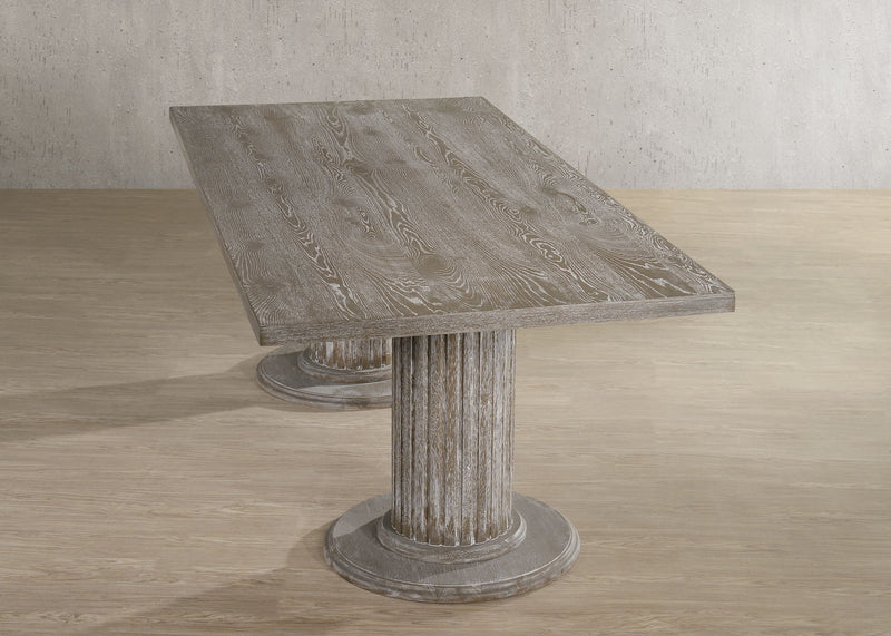 Gabrian - Juego de comedor de 7 piezas, madera recuperada - Beige / Gris