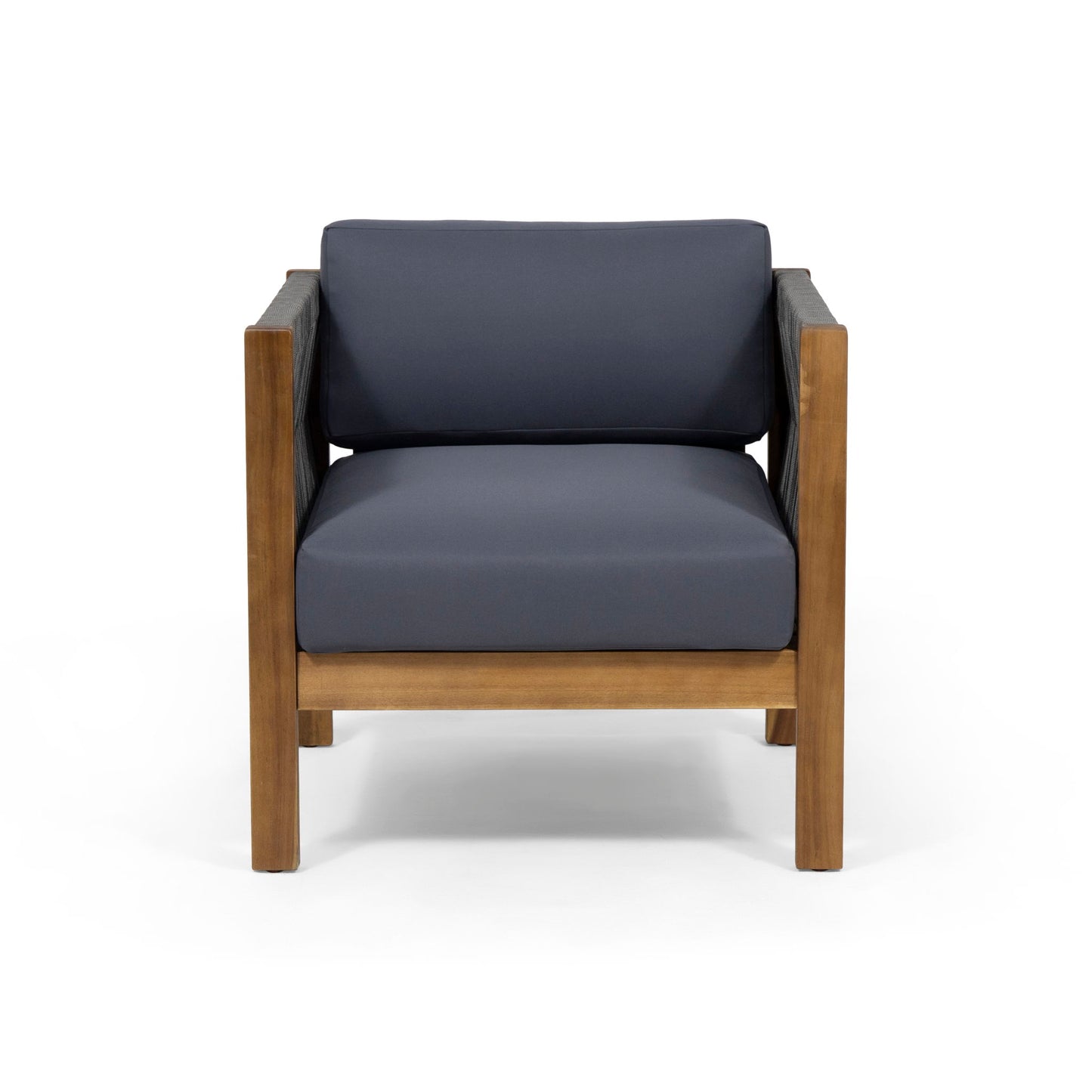 Outdoor Club Chair With Rattan Rope Wave - Dark Gray