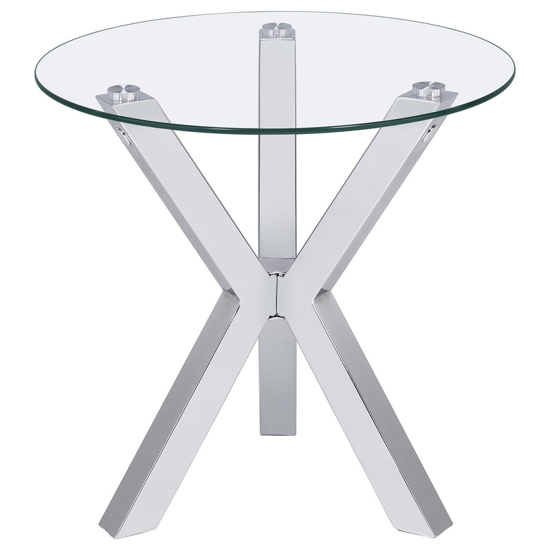 Alexa - Round Tempered Glass Top End Table - Chrome