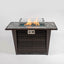 Fire Pit Table, Glass Wind Guard And Rain Cover, Lid - Brown
