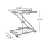 Modern Z Shaped Bar Cart With Tempered Glass Shelves - Silver