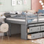 Loft Bed With Retractable Writing Desk And 4 Drawers, With Lateral Portable Desk And Shelves