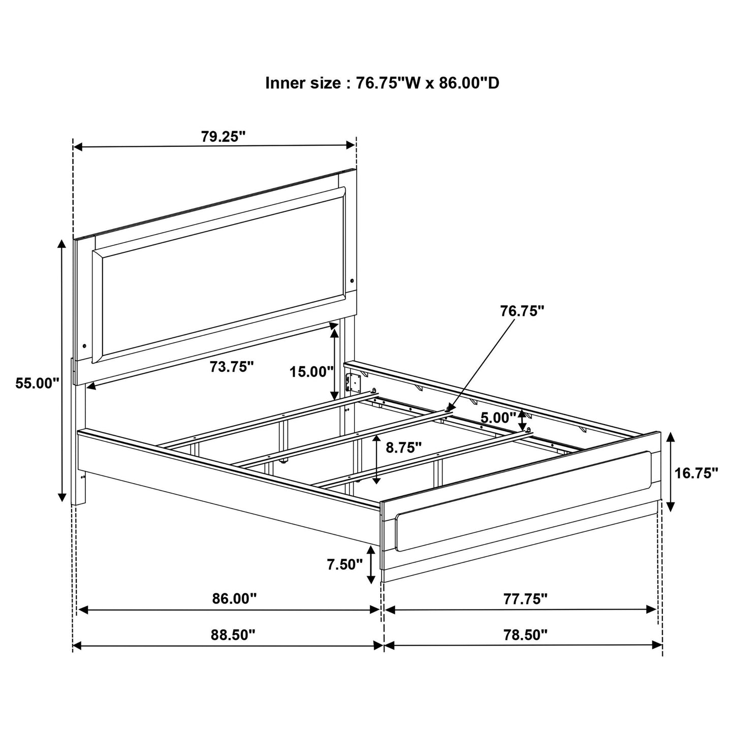 Sophia - Panel Bed With LED Headboard
