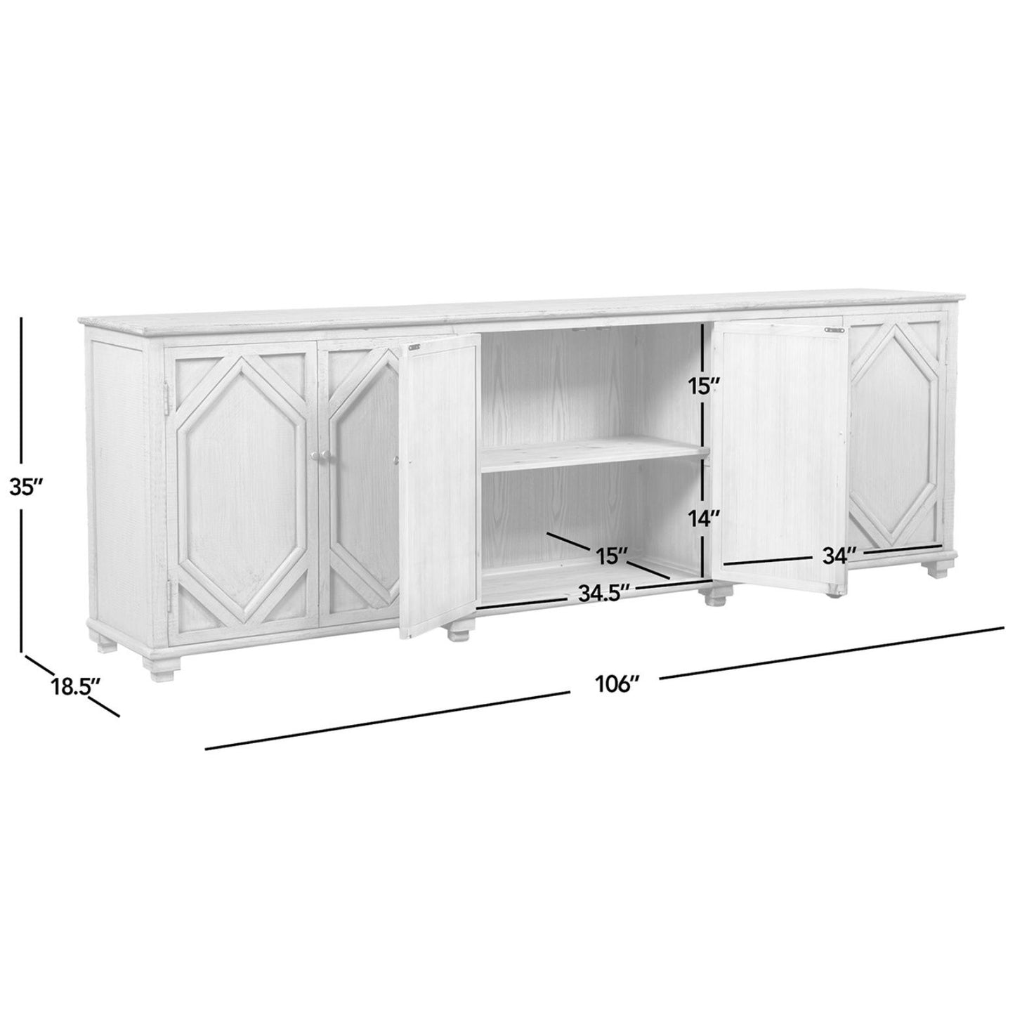 Colette - 6 Door Cabinet Sideboard - Brown