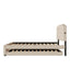 Upholstered Platform Bed With Trundle And 2 Sets Of USB Ports On Each Side, Fabric