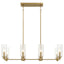 Willow - 8 Lights Island With Clear Ribbed Pendant Lamp Satin - Antique Brass / Clear / Gold
