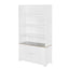 Tall Bookcase Storage Cabinet With 3 Open Shelves & Fluted Double Doors