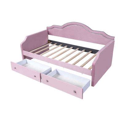 Upholstered Daybed With LED Lights And 2 Drawersme