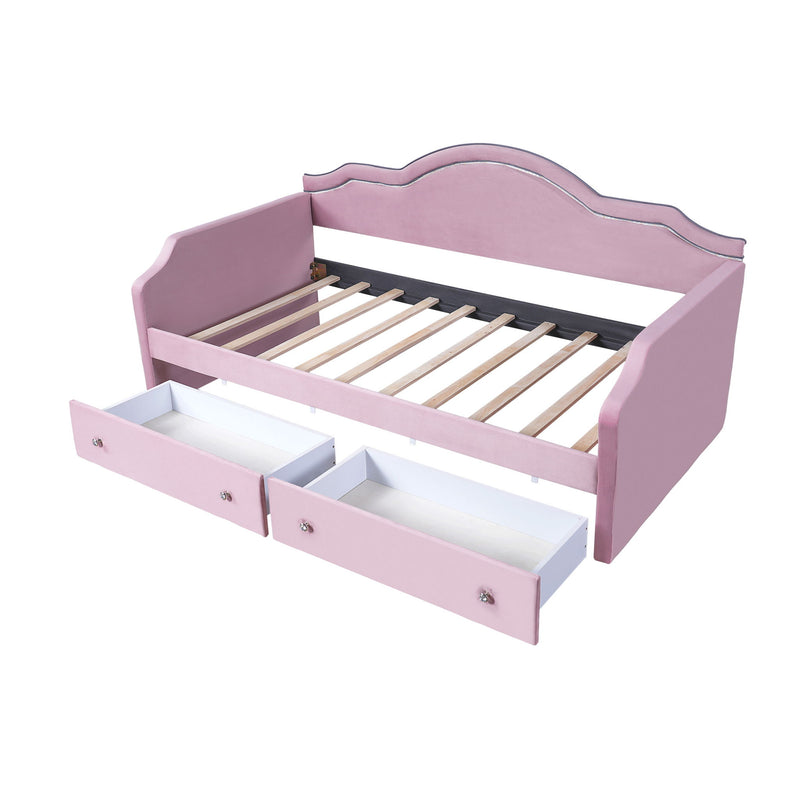 Upholstered Daybed With LED Lights And 2 Drawersme