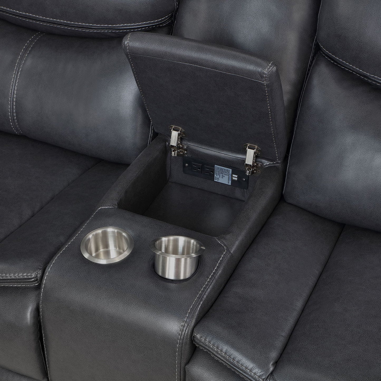 Salerno - Upholstered Power Reclining Sectional Sofa - Dark Gray