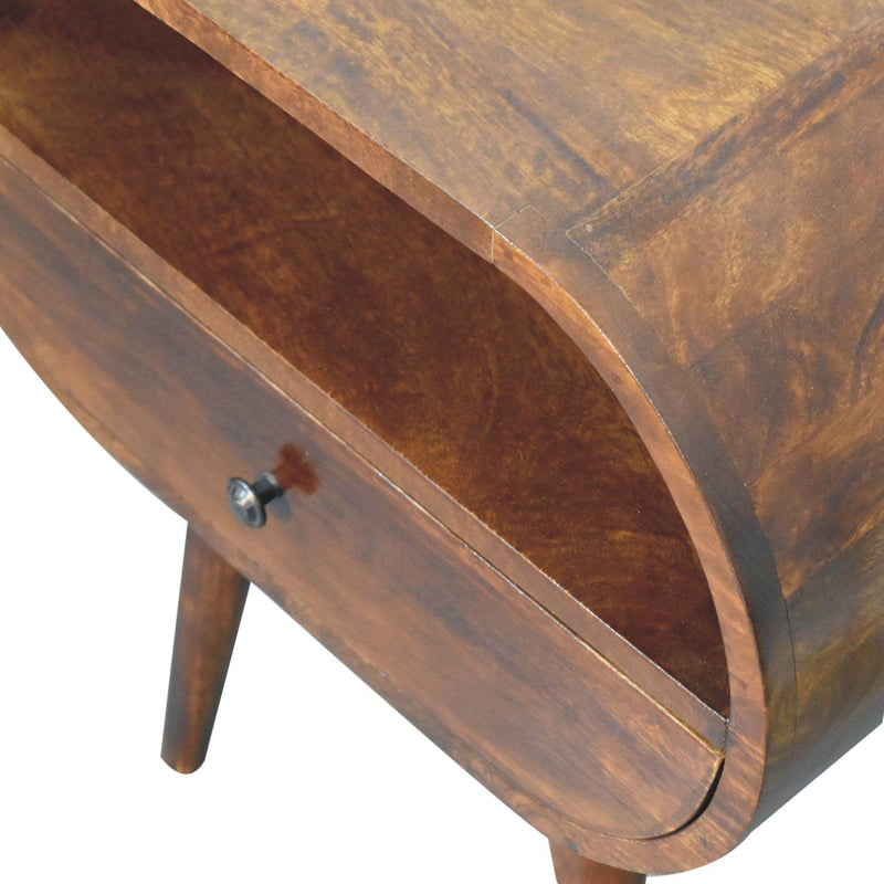 Large Chestnut Circular Bedside