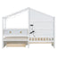 House Bed With Upholstered Sofa, Wireless Charging Station, Shelves And 2 Drawers